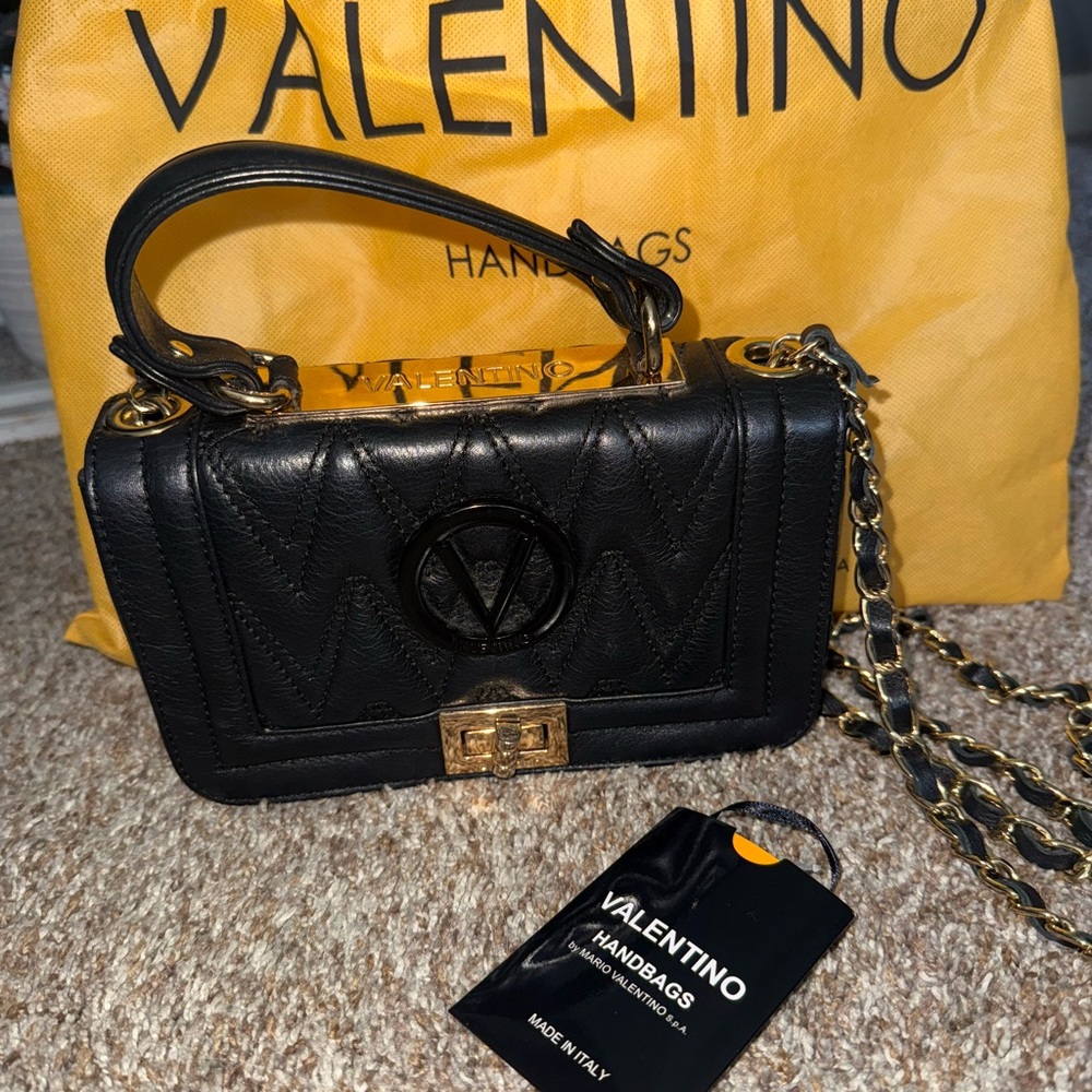 Valentino By Mario Valentino Black Quilted Crossbody Bag